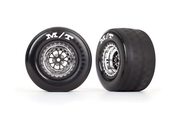 Traxxas Tires & Wheels, Assembled (Chrome W/ Blk Wheels) (R) (2) 1
