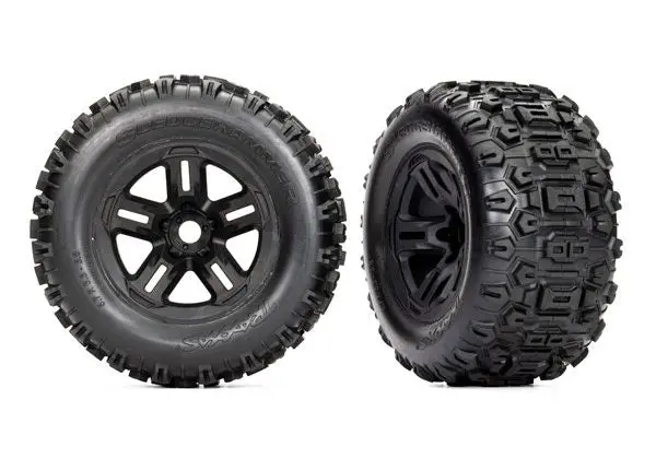 Traxxas Tires And Wheels, Assembled, Glued (3.8" Black Wheels, Sledgehammer Tires, Foam Inserts) (2) 1