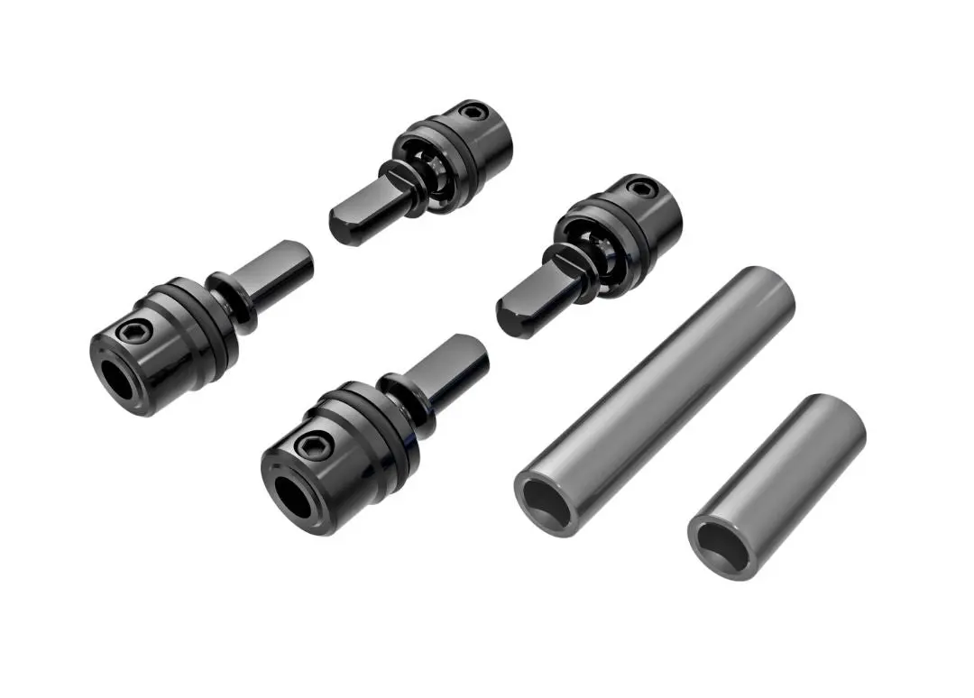 Traxxas Driveshafts, Center, Male (Metal) (4)/ Driveshafts, Center, Female, 6061-T6 Aluminum (Dark Titanium-Anodized) (Front & Rear)/ 1.6X7mm Bcs (With Threadlock) (4) 1