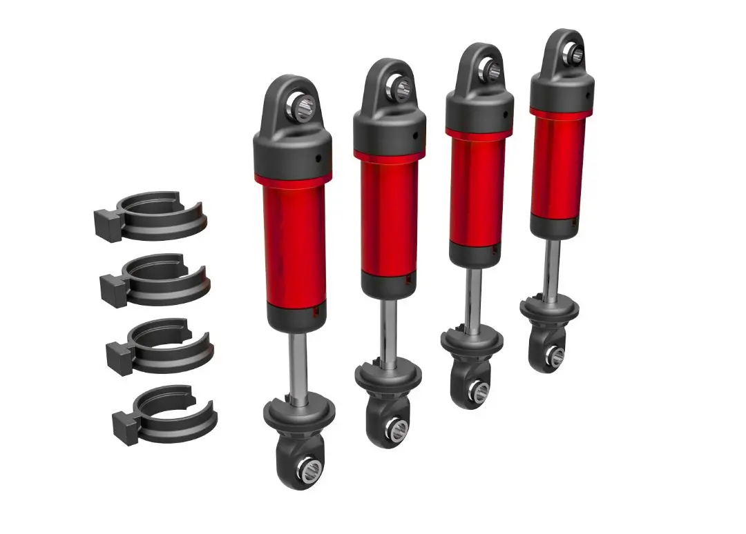 Traxxas Shocks, Gtm, 6061-T6 Aluminum (Red-Anodized) (Fully Assembled W/O Springs) (4) 1