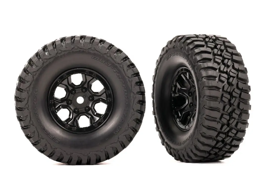 Traxxas Tires & Wheels, Assembled (Black 1.0" Wheels, Bfgoodrich Mud-Terrain T/A Km3 2.2X1.0" Tires) (2) 1