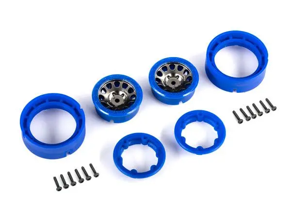 Traxxas Wheels, 1.0", Method Race Wheels 105 Beadlock (Satin Black Chrome With Blue Beadlock) (2) 1
