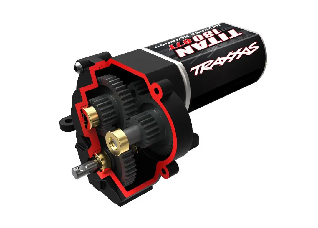 Traxxas Transmission, Complete (High Range (Trail) Gearing) (16.6:1 Reduction Ratio) (Includes Titan 87T Motor) 1