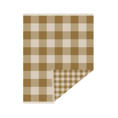 Pendleton Fringed Organic Cotton Throw Block Plaid Ochre 1