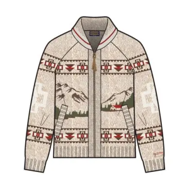 Pendleton Women's Alpine Lambswool Zip-Up Cardigan In Oatmeal Heather 4