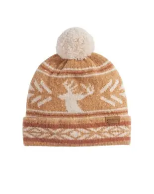 Pendleton Icon Pom Beanie In Tan Deer Print 1
