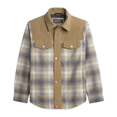 Pendleton Men's Timberline Shirt Jacket In Grey Camel Plaid 1