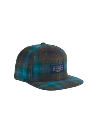 Pendleton Plaid Flat Brim Hat In Teal/Charcoal Ombre 1