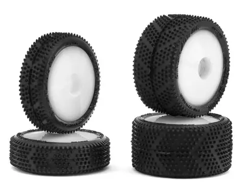 Upgrade Rc Micro Spiker Pre-Mounted Front And Rear Carpet Tires For Losi® Micro-B (White) 1