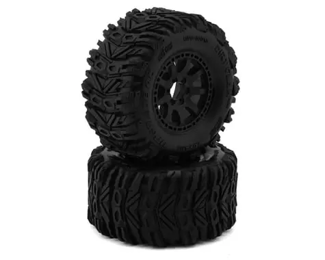 Upgrade Rc Dirt Claw 2.2" Pre-Mounted Belted Tires For Traxxas® Mini Maxx® & Mini Xrt® (2) W/12Mm Narrow, 12Mm Wide, & 14Mm Hexes 1