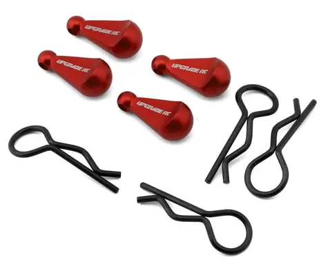 Upgrade Rc 1/8 Body Clips With Aluminum Pull Handles (Red) (4) 1
