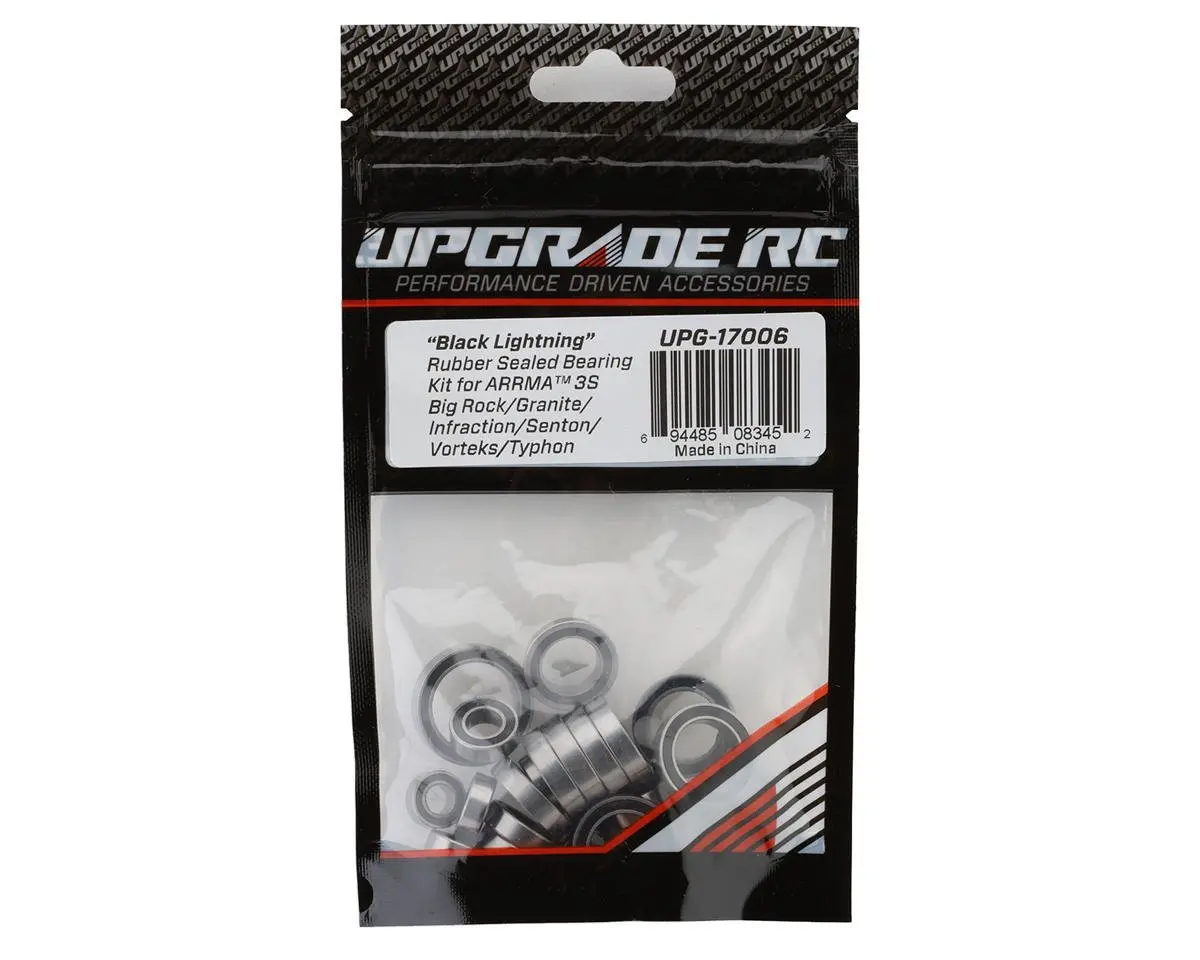 Upgrade Rc "Black Lightning" Rubber Sealed Bearing Kit For Arrma™ 3S Blx Big Rock/Infraction/Senton/Vorteks/Typhon 1