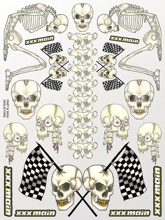 Xxx Main Racing Skeletons Sticker Sheet 1