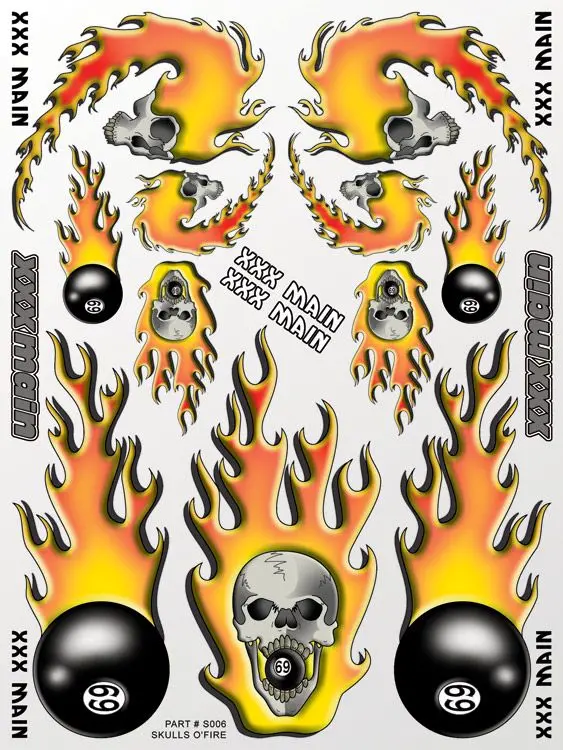 Xxx Main Racing Skulls O'fire Sticker Sheet 1