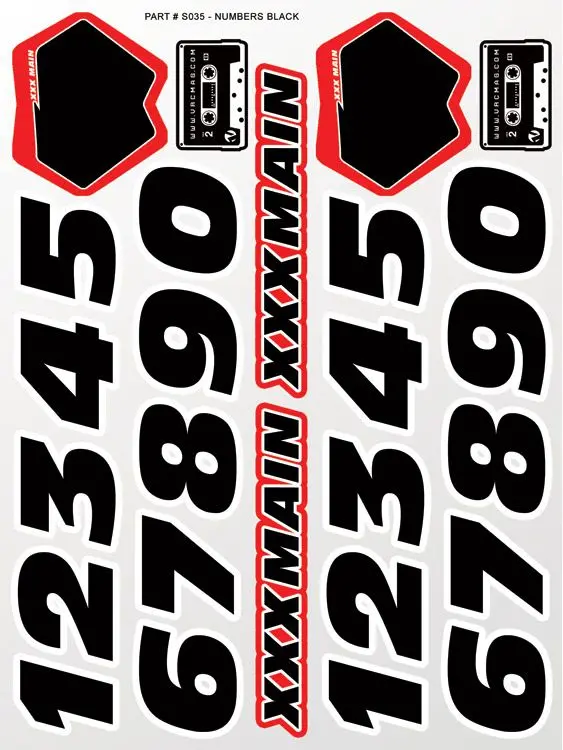 Xxx Main Racing Numbers Black Sticker Sheet 1