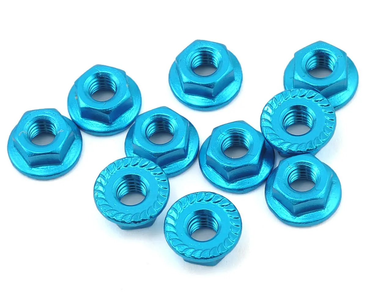 Yeah Racing 4Mm Aluminum Serrated Lock Nut (10) (Light Blue) 1