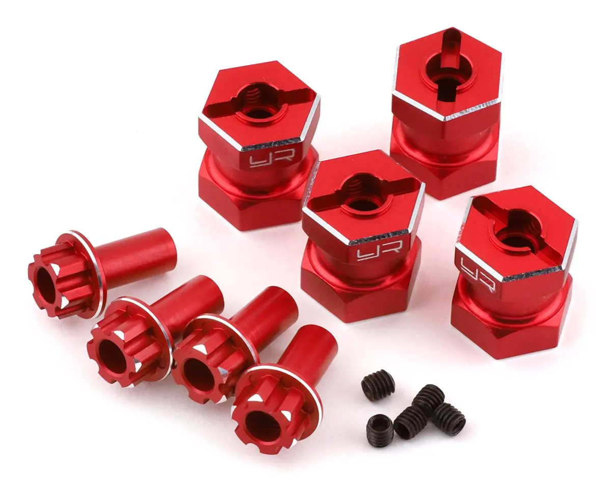 Yeah Racing 12Mm Aluminum Hex Adaptors (Red) (4) (15Mm Offset) 1