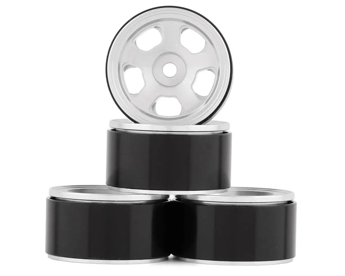 Yeah Racing Scx24 1.0" Aluminum 5 Spoke Beadlock Wheels (Silver) (4) 1