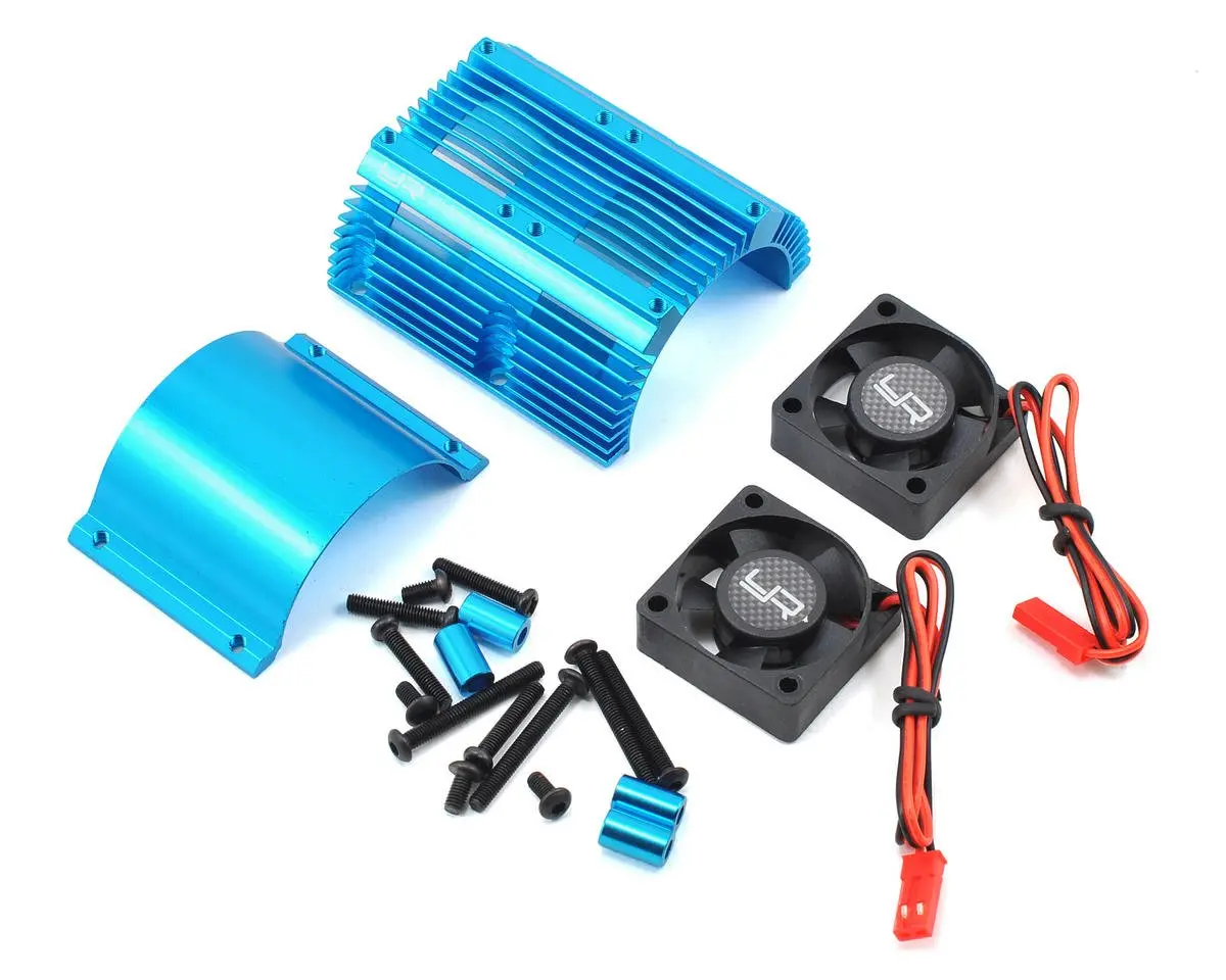 Yeah Racing 1/8 Twin Fan Aluminum Heat Sink W/2 Fans (Blue) (40.8Mm Diameter) 1