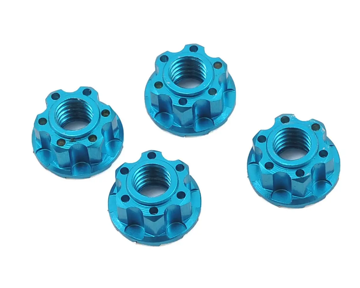 Yeah Racing 4Mm Aluminum Serrated Wheel Lock Nut (4) (Blue) 1