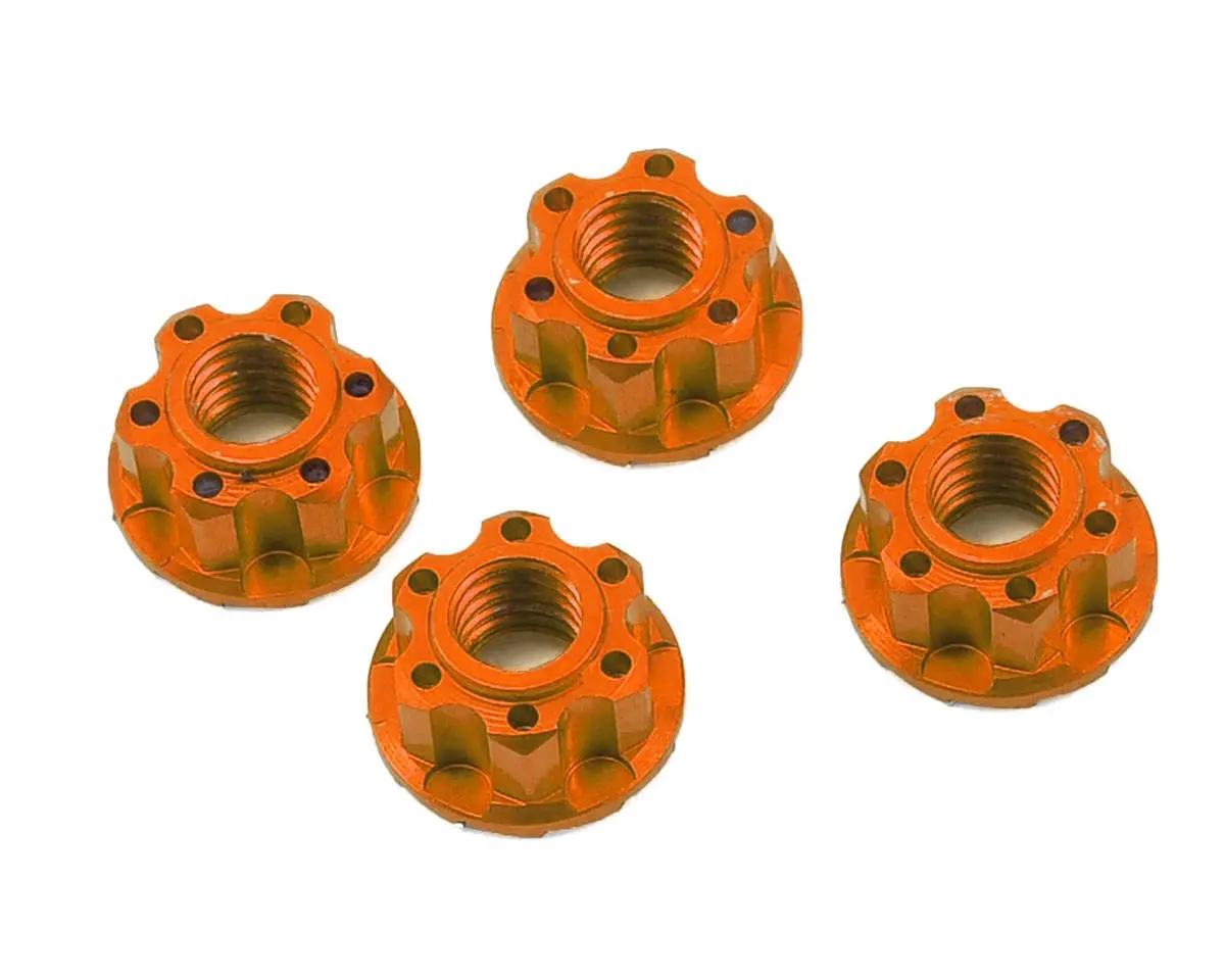 Yeah Racing 4Mm Aluminum Serrated Wheel Lock Nut (4) (Orange) 1