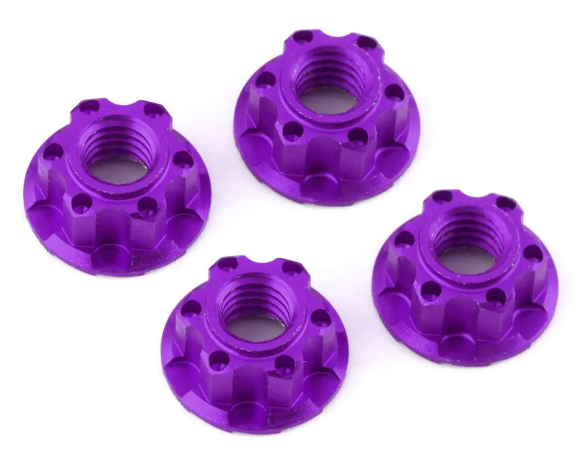Yeah Racing 4Mm Aluminum Serrated Wheel Lock Nut (4) (Purple) 1
