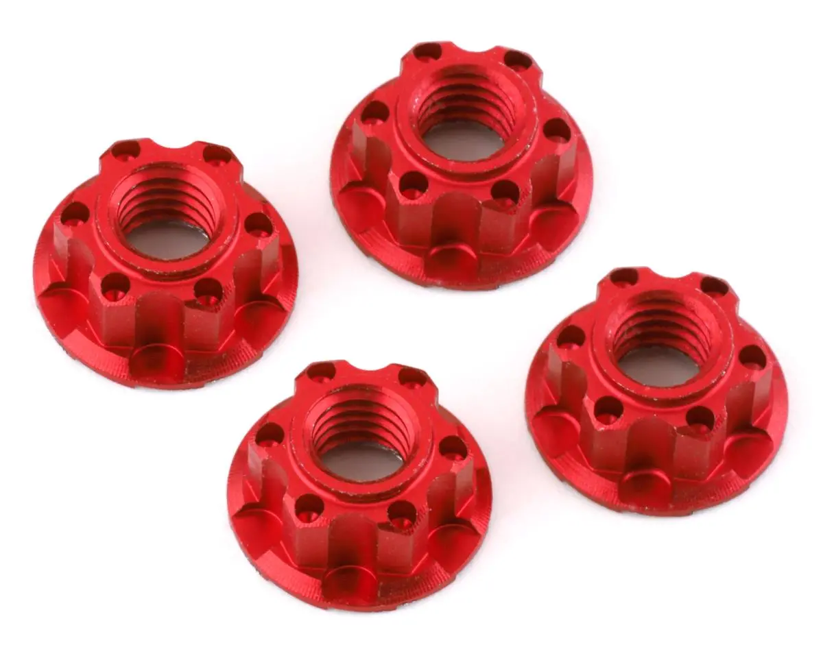 Yeah Racing 4Mm Aluminum Serrated Wheel Lock Nut (4) (Red) 1