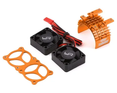 Yeah Racing Aluminum 540/550 Motor Heat Sink W/Twin Tornado Fans (Orange) 1