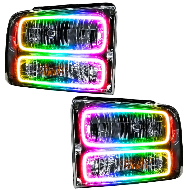 Oracle Chrome Smd Headlights For 2005 Ford Excursion – Colorshift With Simple Controller 1