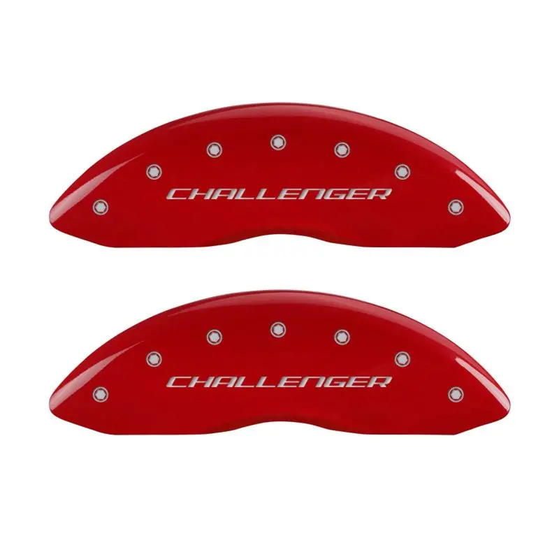 Mgp 4 Caliper Covers Engraved Front Block/Challenger Engraved Rear Vintage Style/Rt Red Fnsh Slvr Ch 1