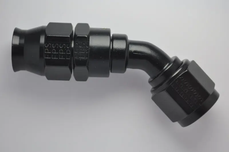 Fragola -8An Real Street Hose End – 45° Swivel, Black Anodized, Compatible With Ptfe Lines 1