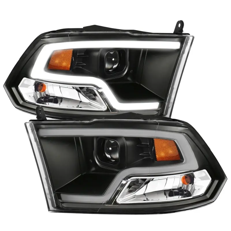 Anzo Plank-Style Projector Headlights For 2009–2018 Dodge Ram 1500 – Black Housing With Halo Accent 1