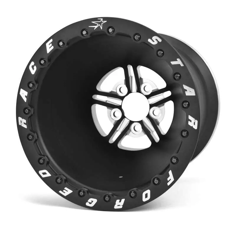 Race Star 63 Pro Forged 15X14-Inch Sportsman Drag Wheel – 5X5.00" Bolt Circle, Black Anodized & Machined Face 1
