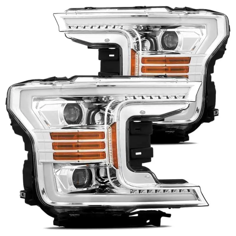 Alpharex Luxx Led Projector Headlights For 2018–2020 Ford F-150 – Chrome Plank Style With Adaptive Lighting & Drl 1