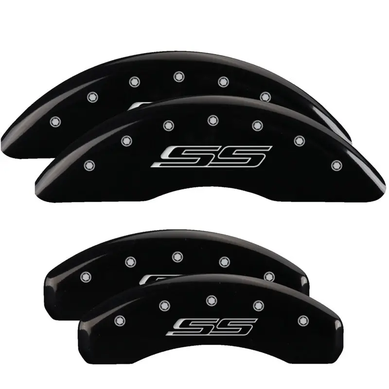 Mgp 4 Caliper Covers Engraved Front & Rear Gen 5/Ss Black Finish Silver Ch 1
