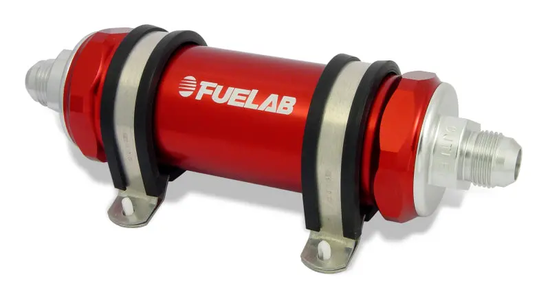 Fuelab 828 Inline Fuel Filter – Red Housing, -12An Fittings, 10-Micron Fabric Media 1